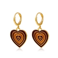 Orecchini a cuore a forma di C dorati con strati di smalto rosso e arancione moda - Oro Nero (Orecchini)