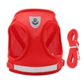 Ademend rood mesh hondentuigje en riemset met reflecterende veiligheidsstrips - XS / Klassiek rood