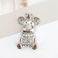 Dettaglio charm a forma di orso argento con corona e strass per accessori fai-da-te - Argento