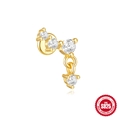 Orecchino a perno luna e stella in argento 925 dorato con pietre di zircone trasparenti - Design Quattro Zirconia Tondi (Oro #1)