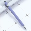 Purple matte retractable ballpoint pen with stylus tip and silver metal clip finish - Purple