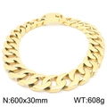 30mm heavy golden stainless steel Cuban chain necklace with high polished finish - Gold Necklace