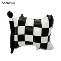 Racing checkered flag foil balloon 55x62cm for sports themed party decorations - Checkerboard Flag Shape