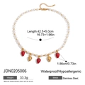 Collana di perle in acciaio inossidabile con pendenti a ciliegia in smalto rosso e oro - Stile Perla Ciliegia Fragola (JDN0205006)