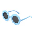 Cute light blue sunflower petal shaped sunglasses for kids with black round lenses - Light Blue