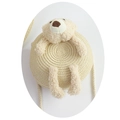 Cute beige round straw crossbody bag for girls featuring a 3D plush bear ornament - Single Bag / Beige
