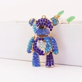 Colorful crystal bear keychain with heart pattern on golden base for bags or car keys - Colorful 2