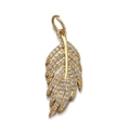 Exquisite golden feather pendant with sparkling zircon stones for jewelry making - Rhinestone Feather Pendant