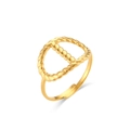 Detailed view of adjustable gold-plated chain-link ring with minimalist circular design - Simple Twisted Pig Nose Open Ring