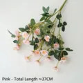 Artificial pink rose bouquet with realistic silk petals and 37cm decorative stem - Pink