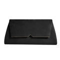 Elegante pochette a busta in velluto nero con dettaglio in metallo dorato a V - Nero