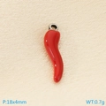 3D stainless steel red chili pepper pendant 18x4mm for DIY jewelry making accessories - 18x4mm Red Chili Pendant - Silver Loop (KLJ10002-Z)
