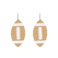 Sparkly gold American football earrings with white glitter stripes for sports lovers - Gold (03 White K 10317)
