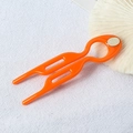 U-shaped wavy hair pin in orange resin with a golden oval accent on a white background - 9cm Fishtail Double Prong (Labeled Orange) / 9cm U-Shaped Hair Fork / Orange
