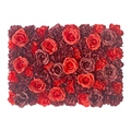 Artificial flower wall panel with dense red and burgundy roses for wedding decor - Wine Red Flower Wall