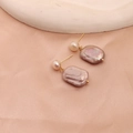 Elegant baroque freshwater pearl stud earrings in pale pink purple with golden needles - Gold-Tone Pearl Purple Baroque