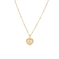 Collana cuore in acciaio inossidabile placcata oro 18k con pendente nacre V e catena a sfere - Oro