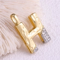 Gold plated letter H pendant charm with cubic zirconia inlay on coral background - Pendant Only / Letter: H
