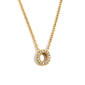 Collana minimalista in acciaio placcato oro 18K con ciondolo a lettera O con diamanti - Oro - Lettera O