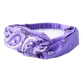 Purple paisley pattern headwrap featuring a stylish cross-knot and elastic polyester fabric - Light Purple