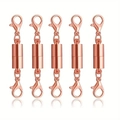 Five rose gold magnetic jewelry clasps with double lobster claws for DIY necklace chains - Rose Gold Cylindrical Clasp 6mm