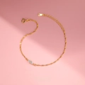 S925 sterling silver gold bracelet with twisted water wave chain and sparkling zircons - 925 Silver / Gold