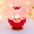 Carillon a sfera di Natale con Babbo Natale e renna in base rossa luminosa - Babbo Natale con Slitta (983-4) / Manuale a manovella / Rosso