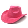 Detail of rose pink faux suede cowboy hat with curved brim and matte finish texture - M(56-59CM) / Rose Red Faux Suede