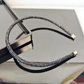 Sparkling black rhinestone headband with elegant gold metal tips for women - Black Zircon