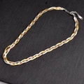 Three-tone braided snake chain necklace in gold, silver, and rose gold stainless steel - Tri-color (Gold/Silver/Rose Gold)