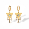 Vergoldete Creolen mit Evil Eye Anhänger und funkelnden Zirkonia-Steinen für Damen - Gold