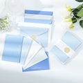 Tarjetas de agradecimiento azules y blancas con estampado dorado, sobres y flores - Sobre Y Tarjeta De Felicitación Con Estampado Dorado / Azul