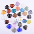 28 pieces of 20mm heart-shaped natural crystal gemstones in assorted mixed colors - Budget Materials Mixed Colors