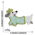 Dachshund dog embroidery patch with dimensions 3.8x5.5cm for DIY apparel and bags - Dachshund with Green Hat and Blue Polka Dot Shirt