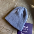 Winter light blue ribbed knit beanie with vintage thermal thick warm wool fabric - Elastic / Light Blue