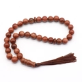 Brown goldstone prayer beads tasbih with 33 round beads and a matching silk tassel - Synthetic Goldstone