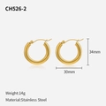 Orecchini a cerchio classici in acciaio inossidabile dorato da 30mm con chiusura a scatto - 30MM