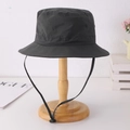 Unisex quick-dry sun hat in dark grey with adjustable windproof drawstring for hiking - M (56-58cm) / Gray
