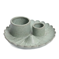 Blue-grey ceramic palo santo holder shell-shaped with speckled texture and three holes - Spotted Grass Green