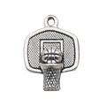 Antique silver basketball and hoop metal charm pendant for DIY jewelry and keychains - Basketball Hoop