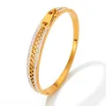 Creative gold zipper-shaped stainless steel bangle with white zircon pavé details - Gold (KAS851)