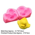 Pink silicone mold in heart shape for DIY 3D little yellow duck soap and chocolate - 3# 3D Duckling / Pink