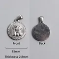 Stainless steel 15mm round Jesus relief coin pendant with smooth polished back side - Jesus Crucifix Relief Round Pendant (P00003S)
