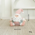 Gnome de Noël en peluche rose et blanc avec bonnet tricoté et détails de 30cm - Père Noël Assis Style B