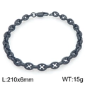 Bracelet tendance en acier inoxydable noir avec chaîne à boutons nez de cochon - Noir (KB206244-KFC)