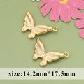 18k gold plated butterfly bow pendant with white zircon stones, size 14.2mm x 17.5mm - ME5607A - Gold Butterfly - 1pc