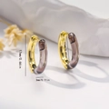 Polished wide hoop earrings in gold and smoky purple resin with 17mm outer diameter - EH736 Black Contrast Earrings