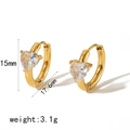 Gouden hartvormige zirkoon oorbellen met 15mm hoogte en 17,6mm diameter specificaties - Hart Zirkonia Stijl (TE6619-WT)