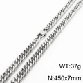 Silver stainless steel curb chain necklace 7mm width 450mm length with lobster clasp - 7mm x 450mm(KN232954-ZZ)