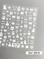 White minimalist nail art stickers featuring cats stars and Just Smile typography - Aha-8605 White Cat